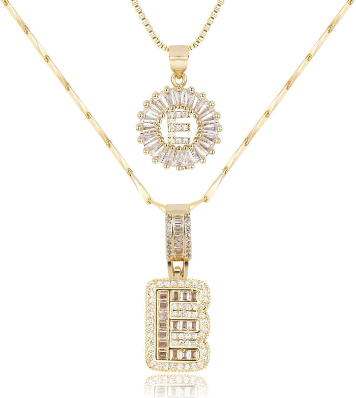 2 Pack -Initial Letter Pendant Necklaces