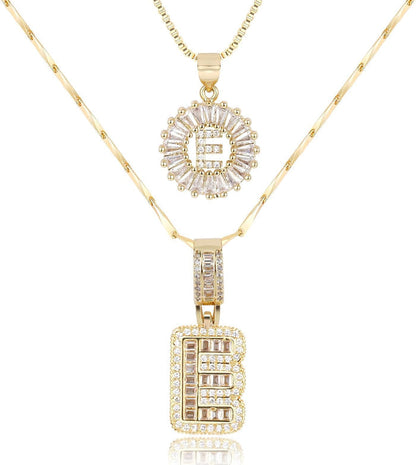 2 Pack -Initial Letter Pendant Necklaces