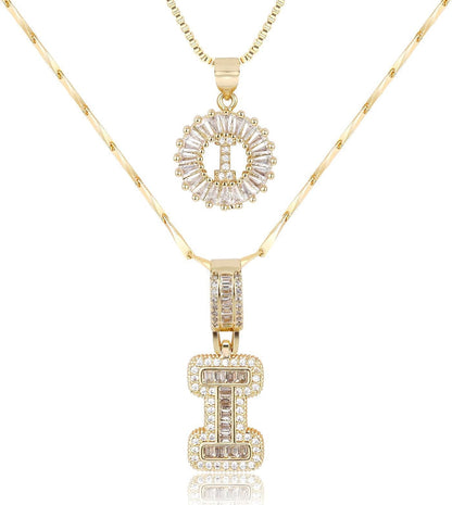 2 Pack -Initial Letter Pendant Necklaces
