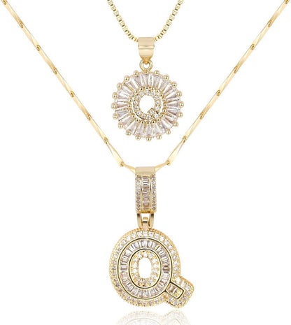 2 Pack -Initial Letter Pendant Necklaces
